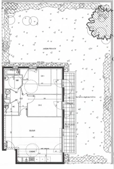 Appartement F3 à vendre – Rez-de-jardin – 140 m² jardin privatif – Résidence récente – Chessy Bourg – 2 parkings en sous-sol
