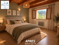 House with garden, not overlooked – village center – 2 bedrooms + office