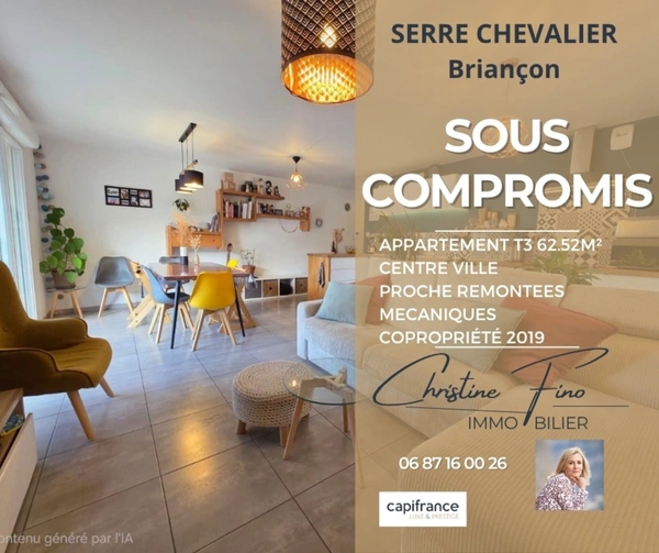SERRE CHEVALIER-BRIANCON T3 centre ville résidence récente