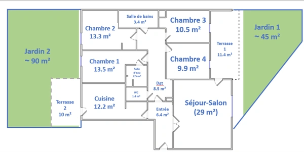 Appartement 5 pièces BRON - secteur FORT-EGLISE - Terrasses et garage