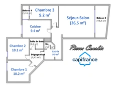 Apartment for sale, 4 rooms, BRON EGLISE area, with balconies and garage