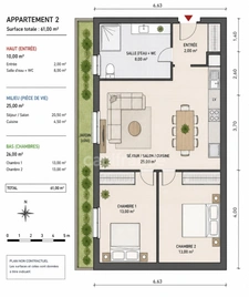Appartement de 3 pièces de 61 M² à GRANVILLE 