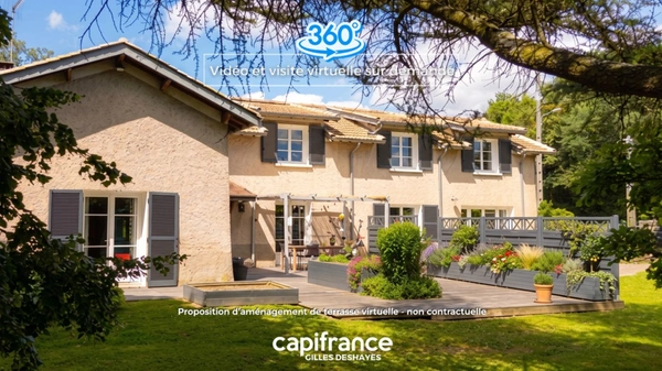 Maison 172 m² habitables, 187 m² au sol, sur un terrain arboré de 1 395 m² en Zone U.