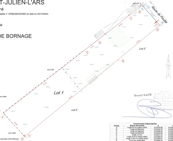 Terrain constructible à vendre de 3386 m² au calme à SAINT JULIEN L'ARS