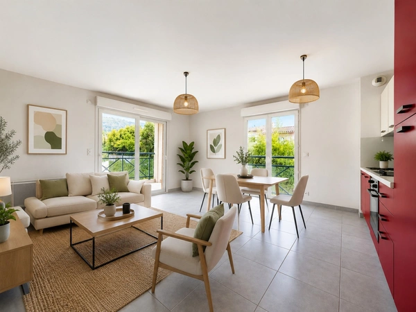 Grasse – Appartement T3 de 60 m² avec terrasse, garage et parking 
