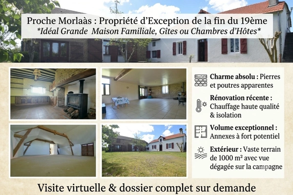 Maison avec Extension et Grange attenante aménagée à Vendre Escoubes.