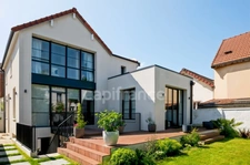 Maison familiale contemporaine avec jardin