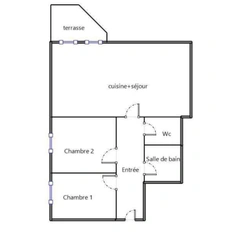 Appartement 3 pieces avec terrasse et parking