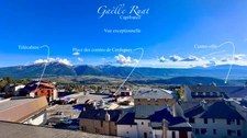FONT-ROMEU – EXCLUSIVE – STUDIO APARTMENT WITH MEZZANINE CABIN AT THE FOOT OF THE CABLE CAR, TOP FLOOR, PANORAMIC VIEW OF THE PYRENEES, COVERED PARKING AND CELLAR
