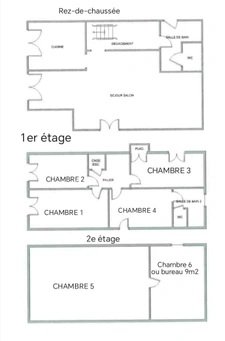 Maison de ville familiale T7 de 139 m² à Bolbec (5 à 6 chambres) avec cour et atelier