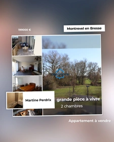 Centre de MONTREVEL EN BRESSE Appartement T3 lumineux avec balcon, dernier étage et garage – Résidence récente 