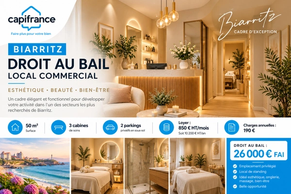 BIARRITZ – CESSION DE DROIT AU BAIL – LOCAL COMMERCIAL DE STANDING – 50 M²