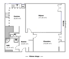 Appartement T2 de 49 m² avec un balcon et une cave à vendre - EPINAY SOUS SENART (91)