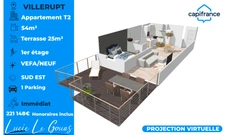 Appartement neuf T2 avec grande terrasse à Villerupt 