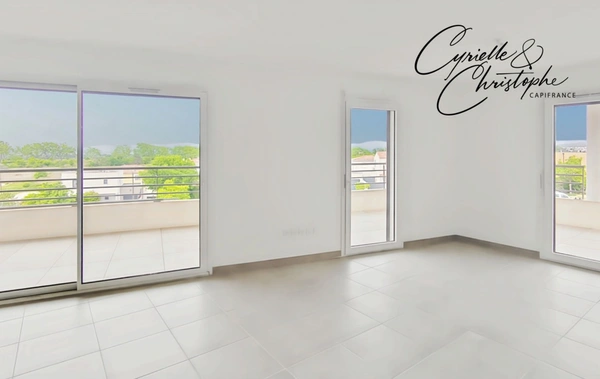 Dpt Hérault (34), à louer à SAINT ANDRE DE SANGONIS, appartement T2 51m² au dernier étage d'une résidence neuve avec terrasse en L de 34m²